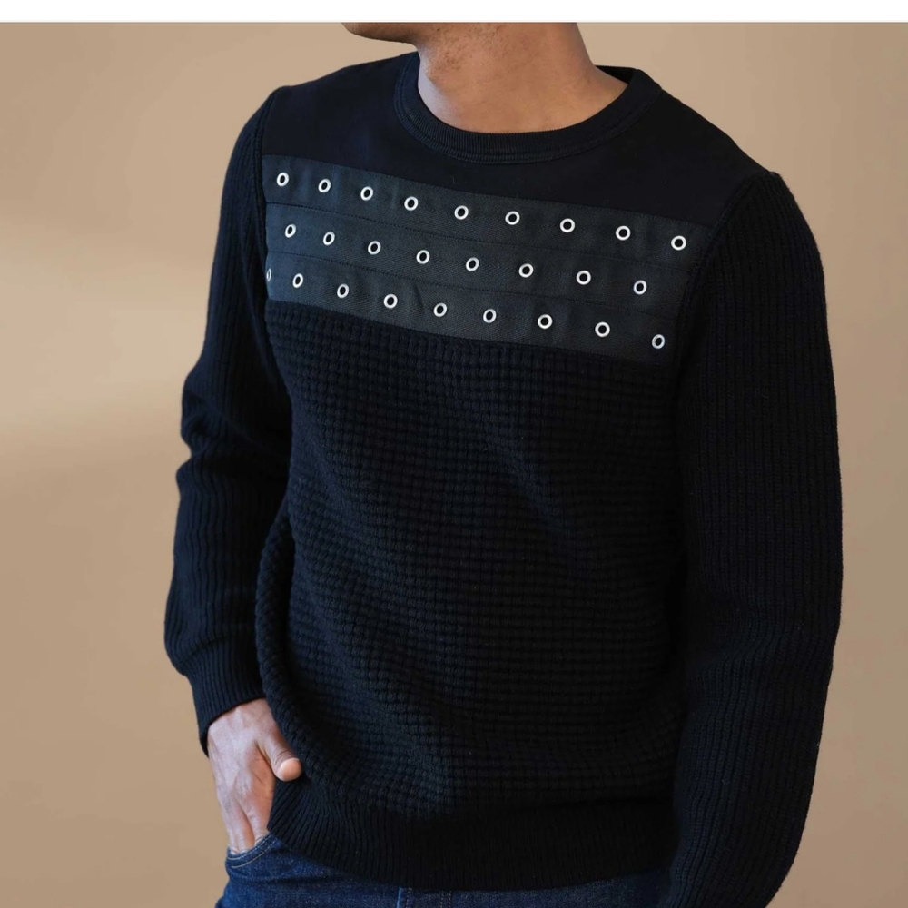 Nwt industry WOOL BLEND TEXTURED GOMMET STITCH SWEATER sz-L